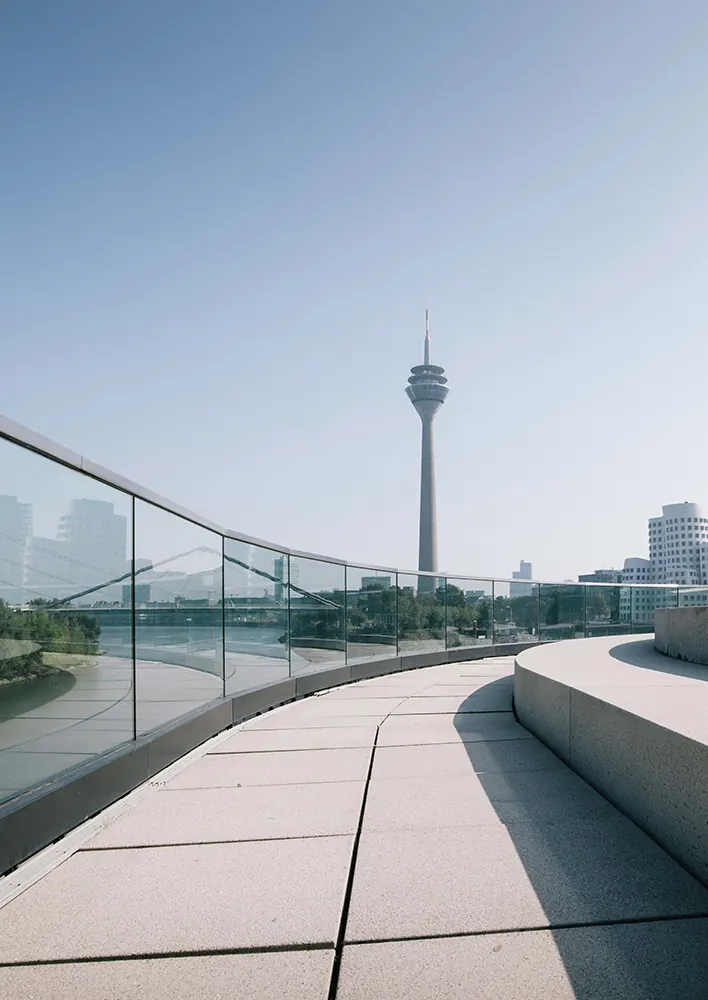 Rhine promenade and TV tower in Düsseldorf